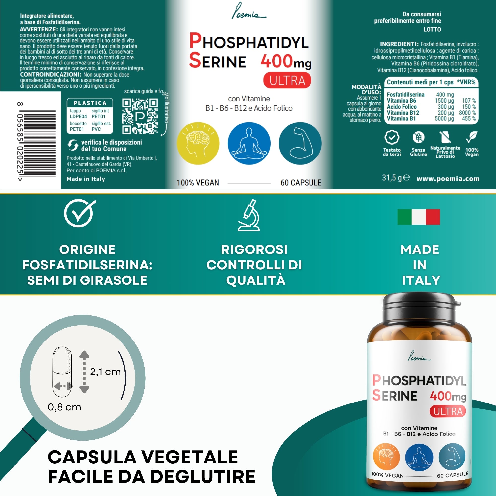 Benefici della Fosfatidilserina: migliora memoria, concentrazione e aiuta a ridurre lo stress mentale – integratore Poemia