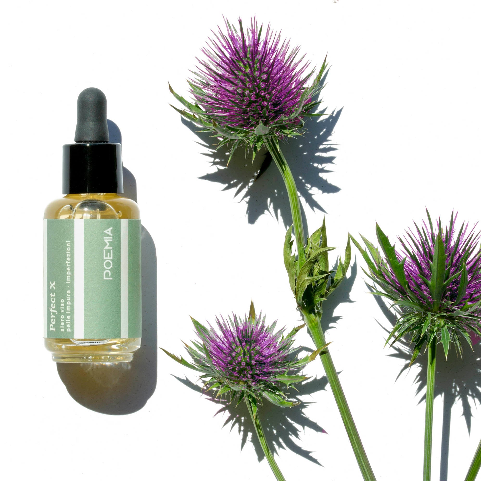 Poemia Perfect X – siero viso naturale con Bardana: purifica la pelle, riduce l’acne e riequilibra il sebo