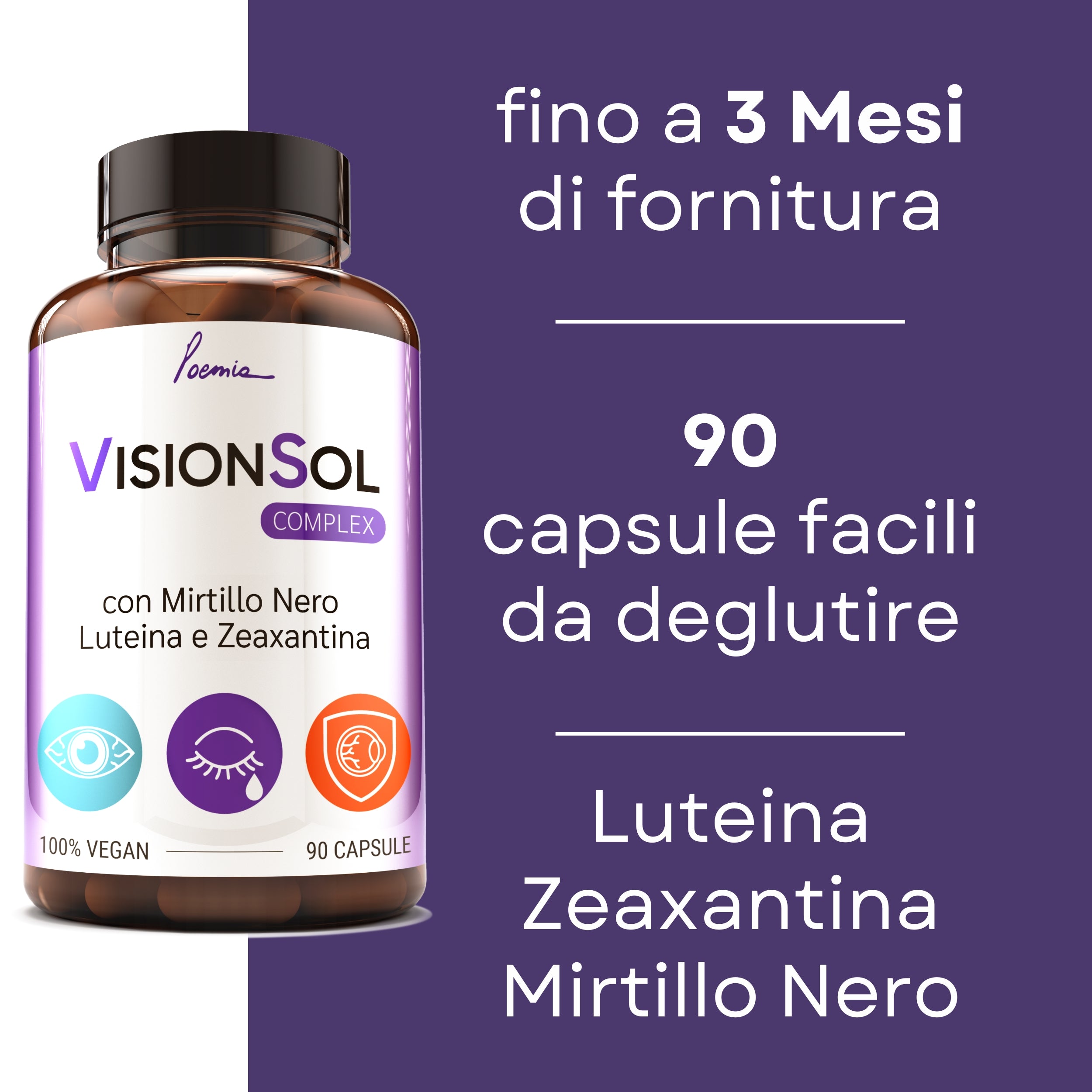 Luteina 30mg Zeaxantina 5mg e Mirtillo nero Integratore Vista Vision Sol