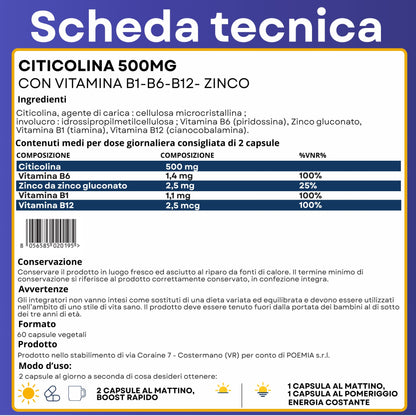 Citicolina Pura Integratore 500 mg