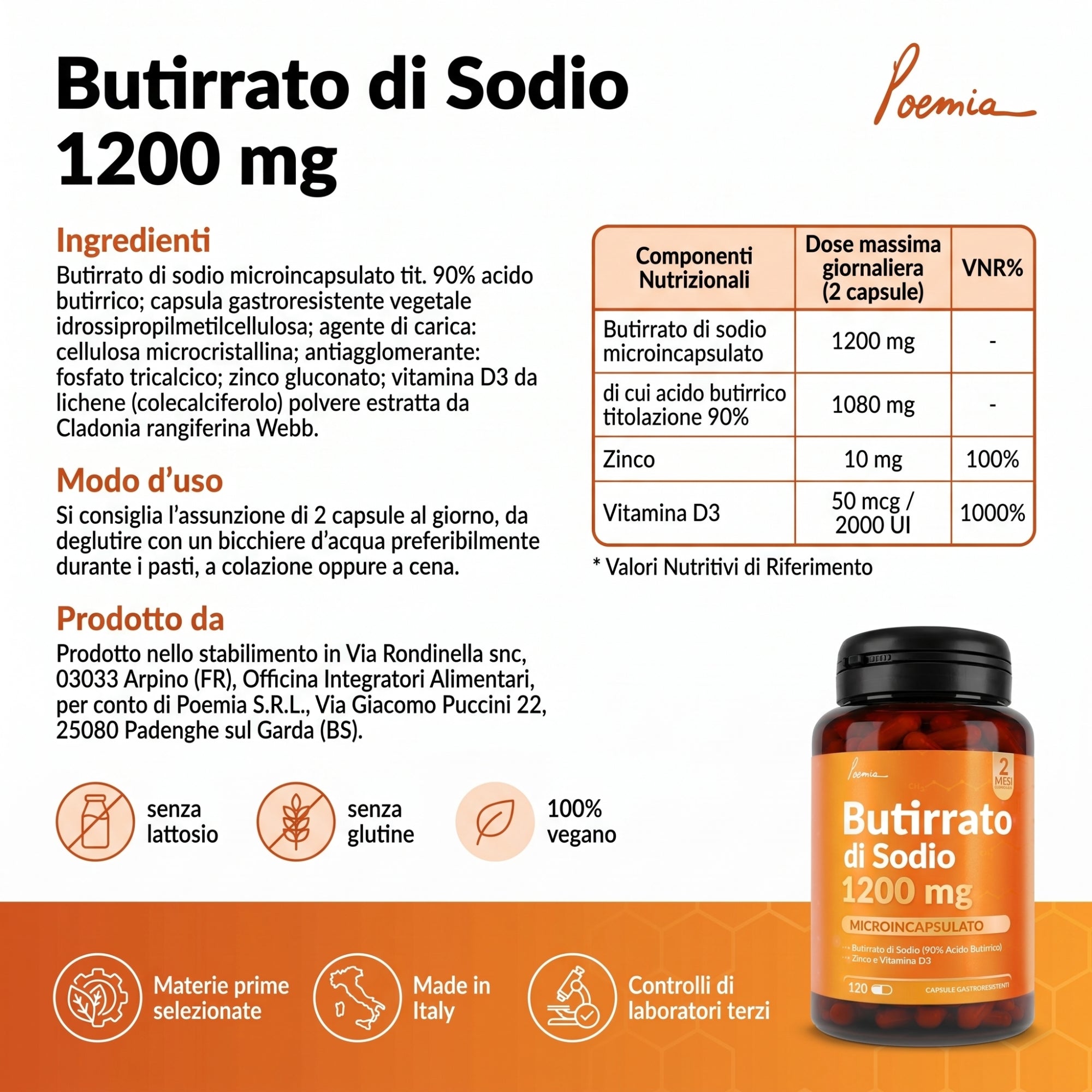 Butirrato di sodio microincapsulato 1200mg