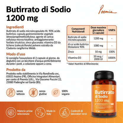 Butirrato di sodio microincapsulato 1200mg