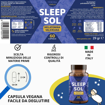 Integratore per dormire tutta la notte con melatonina, valeriana e lavanda: favorisce dormire senza risvegli e riposo profondo – SleepSol Poemia