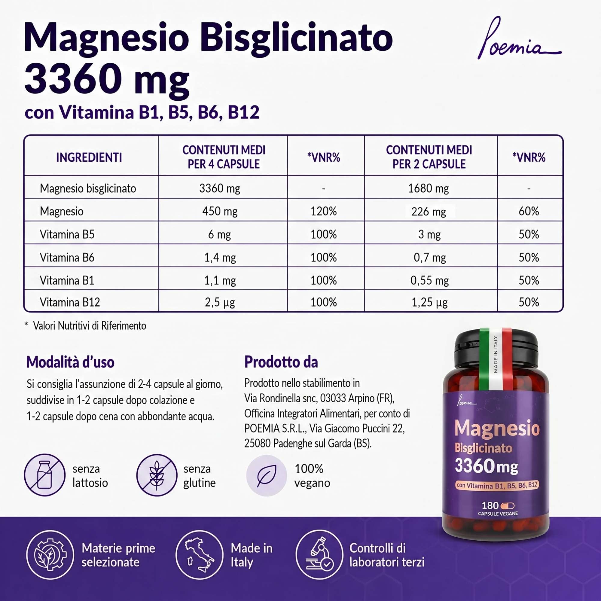 Magnesio bisglicinato 3360mg con complex vit.B