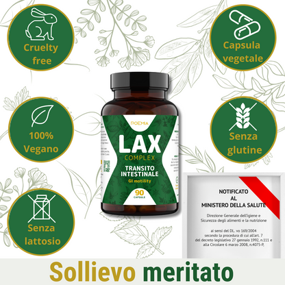 Lassativo in capsule naturali con Senna, Malva e Menta: favorisce la regolarità intestinale e riduce il gonfiore – Poemia Lax Complex