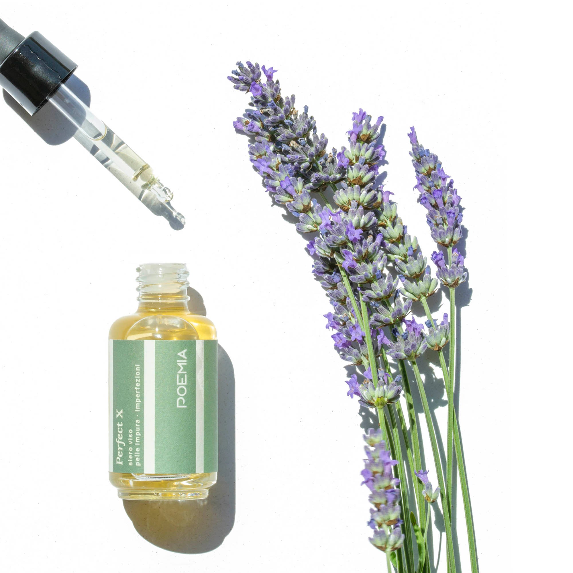 Siero viso sebo regolatore con Bardana Niacinamide e lavanda: riequilibra la pelle, riduce lucidità e imperfezioni – Poemia Perfect X